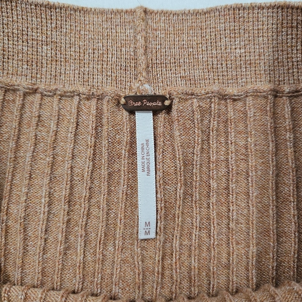 Free People Skyline Ribbed Knit Midi Skirt with slit Size Med Boho Coastal Indie - Picture 4 of 10